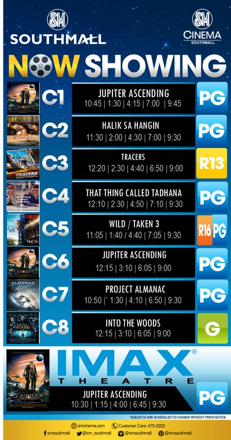 Cinema Schedule for February 5, 2015 The Raid 2, 22 Jump Street, Jupiter Ascending, Jump Street, Movie Schedule, Edge Of Tomorrow, The Third Person, The Boy Next Door, Maleficent