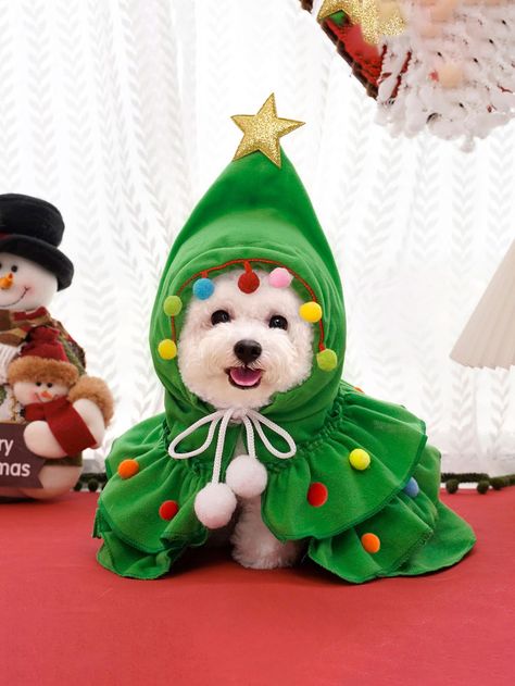 Christmas Pet Clothes, Christmas Tree Costume, Tree Costume, Christmas Dog Outfits, Christmas Throw Blanket, Dog Winter Clothes, Christmas Pet, Elf Costume, Pet Dress