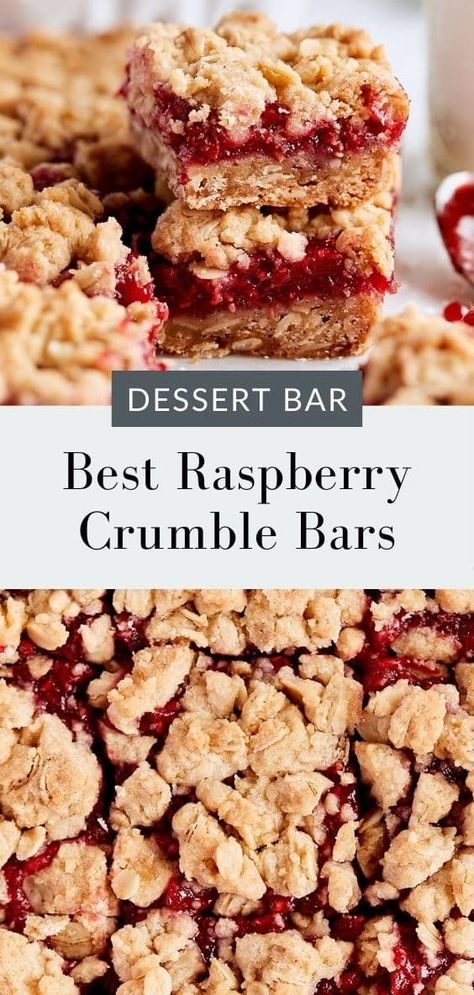 Raspberry crumble bars are buttery, jammy, and completely delicious! You'll love these quick and easy dessert bars for any occasion. Raspberry Crumble Bars, Cookies Sans Gluten, Raspberry Crumble, Raspberry Bars, Raspberry Desserts, Raspberry Recipes, Dessert Simple, Crumble Bars, Raspberry Filling