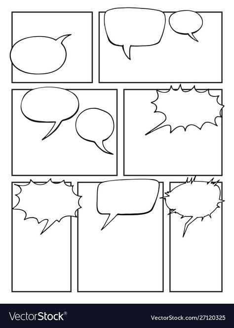 Comic Bubble Speech, Comic Template With Characters Talking, Comic Bubbles Template, Easy Comic Drawings, Blank Comic Book Pages, Comic Book Page, Dialogue Bubble, Comic Template, Blank Comic Book