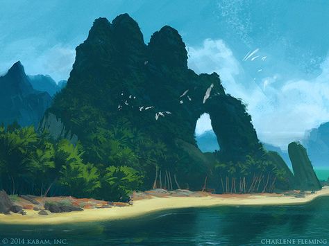 ArtStation - Jungle Island, Charlene Fleming Jungle Island, 3d Mobile, Pirate Island, Fantasy Island, Alien Planet, Island Art, Fantasy Setting, Into The Wild, University Campus