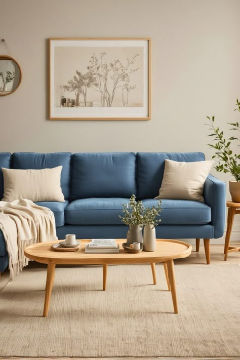 18 Blue Couch Living Room Ideas – The Crafty Hacks Jean Blue Couch Living Room, Sitting Room Blue Sofa, Lounge Decor Blue Sofa, Living Room Rug Blue Couch, Living Room Colored Couch, Living Room Design Blue Couch, Living Room Blue Couch Colour Schemes, Sky Blue Sofa Living Room, Living Room Decor With Blue Sofa