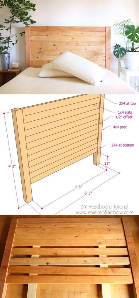 Build a beautiful wood DIY headboard: detailed tutorial & free plans for twin, queen & king size headboard. Lots of tips on woodworking & natural finishes. A Piece of Rainbow Headboard Plan, Diy Wood Headboard, Woodworking Tutorials, Headboard Ideas, King Size Headboard, Diy Headboards, Wooden Headboard, Diy Headboard, Headboard Designs