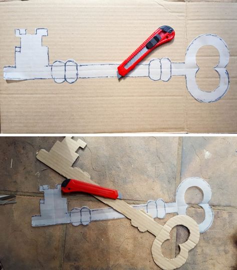 Cardboard Knife, Easy Cardboard Crafts, Cardboard Template, Diy Lock, Stencils Printables Templates, Outfit Dance, Key Diy, Key Crafts, Cardboard Diy