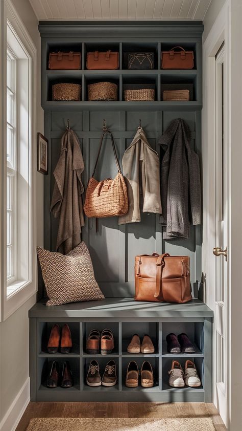 51 Clever Small Entryway Ideas to Transform Your Space: Stylish Solutions for Every Home Small Mudroom Ideas Entryway, Entryway Solutions, Boot Room Storage, Small Entryway Ideas, Smart Storage Ideas, Small Mudroom Ideas, Mudroom Remodel, Porch Interior, Soft Autumn Color Palette