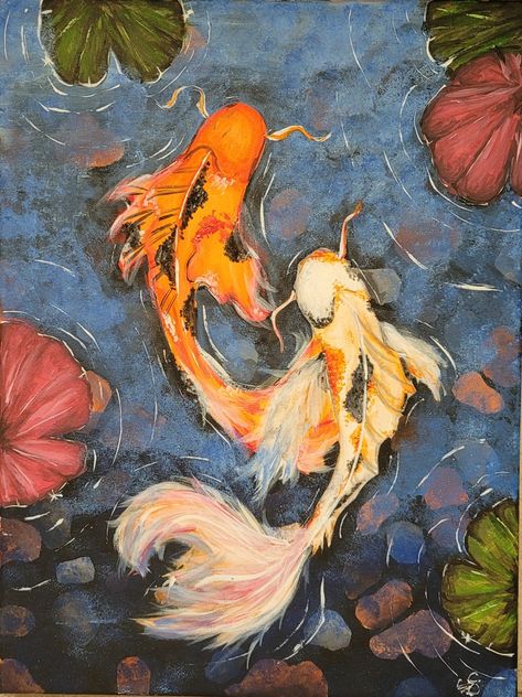 Coy Fish, Koi Painting, Watercolor Art Landscape, Koi Art, Hippie Painting, Art Basics, Muse Art, Fish Drawings, Fish Painting