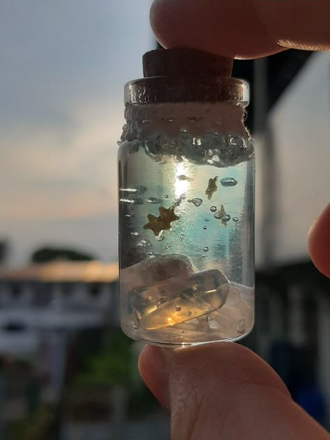 Aesthetic Jar, Jar Aesthetic, Ocean In A Bottle, Fairy Academia, Jar Spells, Tiny Jars, Mini Stuff, Mini Jars, Fairy Aesthetic