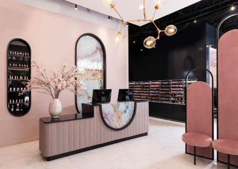 New Chic Montrose Nail Salon’s Owners Tap an International Design Star to Create a Special Retreat Beautiful Clinic, Nail Salon Interior Design, Nail Salon Interior, Spa Interior Design, Hair Salon Interior, Salon Suites Decor, Nail Salon Decor, Nail Salon Design, Spa Interior