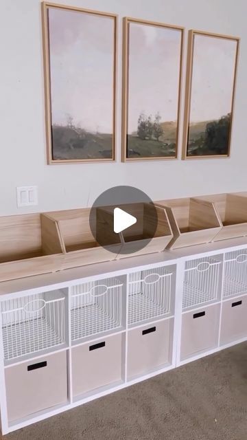 Ashley Rose Reeves on Instagram: "like & comment TOYS below and I’ll dm you the info (make sure you’re following me or it won’t send!) in this simplified toy storage system we’ve been using for the last couple years - then head to stories to see how we’ve transitioned this same system as the kids have gotten older too! We’ve used multiple kinds of baskets, some wire, or all canvas- pick your fav! 

DECLUTTERING DAY 21/30 TOYS/PLAY ROOM
GOAL: Simplified play spaces that encourage imagination > chaos.
TIPS:
• Toss broken toys and only keep down what they play with/love the most!
• It’s important to remember that although kids think they need a lot of things, they focus and play better with less. Any toys/games you are unsure about getting rid of, you can move to a storage bin to decide on la Large Toy Room Ideas, Living Room Baby Play Area Toy Storage, Monster Truck Toy Storage Ideas, Small Toy Storage Ideas, Dinosaur Storage Ideas, Diy Toy Storage Small Spaces, Toy Storage In Bedroom, Hide Toys In Living Room, Toddler Storage Ideas