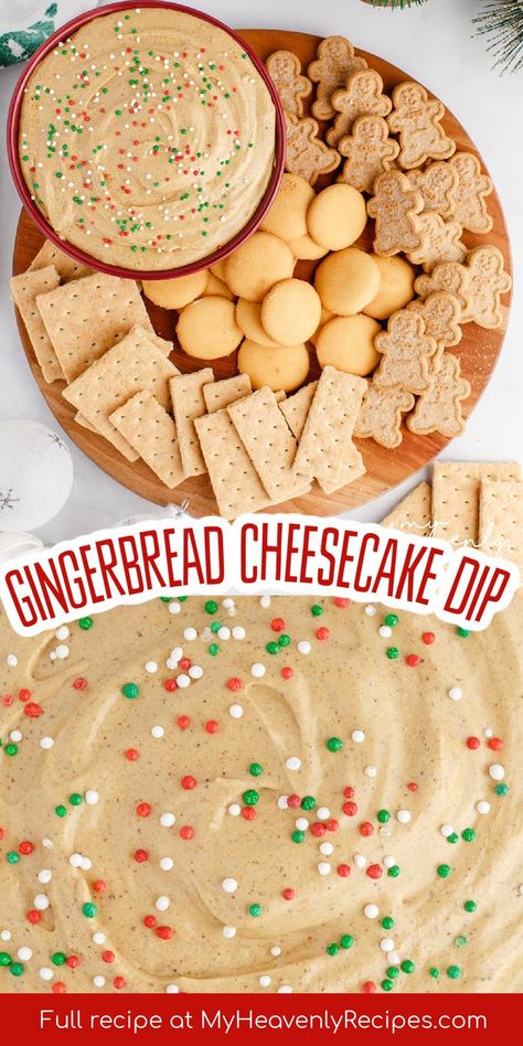 Gingerbread Cheesecake Dip, Christmas Sweets Charcuterie Board Ideas, Friendmas Food Ideas, Gingerbread Party Food Ideas, Dipsmas Party, Christmas Foods For Dinner, Christmas Buttercream Board, Christmas Party Sides, Christmas Dessert Board Ideas