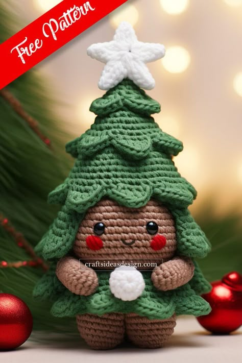 Crochet Christmas Trees Pattern, Crochet Christmas Ornaments Free, Christmas Crochet Patterns Free, Crochet Tree, Crocheted Christmas, Crochet Christmas Gifts, Crochet Toys Free, Crochet Xmas, Pola Amigurumi