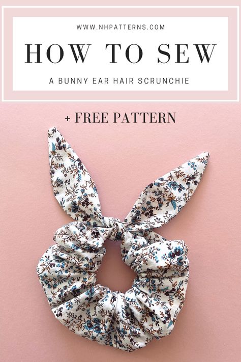 Scrunchie Bow Pattern, Fabric Scrunchies Diy, Easy Scrunchie Diy, Free Scrunchie Pattern Sewing, Hair Scrunchies Diy Free Pattern, Bow Scrunchie Pattern, Scrunchie Sewing Pattern, Scrunchie Tutorial, How To Make Scrunchies At Home