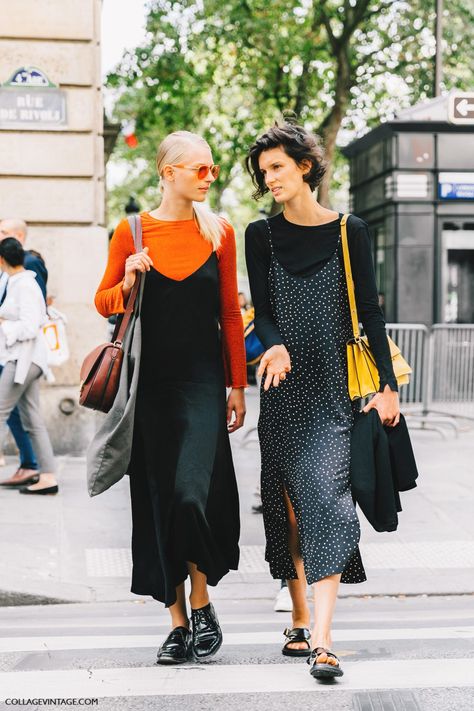 Casual Friday Outfit, Slip Dress Outfit, Friday Outfit, Skandinavian Fashion, Paris Fashion Week Street Style, Collage Vintage, Guy Laroche, Looks Street Style, Street Style Paris