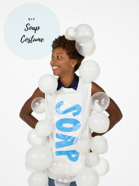 DIY Soap Costume Soap Costume Diy, Germ Costume, Soap Costume, Easy Costume Makeup, Mad Scientist Halloween Costume, Science Costumes, Halloween Costumes You Can Make, Mummy Halloween Costume, Handmade Halloween Costumes