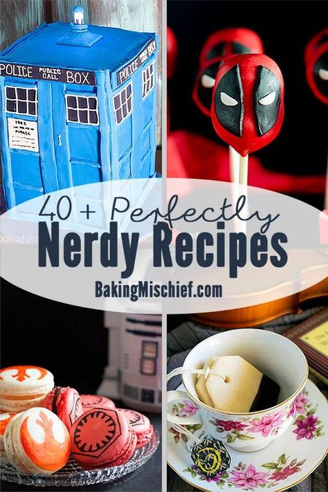 40+ of my favorite nerdy recipes inspired by books, television, and movies. Recipes for everything from 'Game of Thrones' and 'The Walking Dead' to 'Star Wars' and the Marvel Cinematic Universe! Nerdy Party Food, Recipes From Fiction Books, Recipes Based On Movies, Horror Movie Inspired Recipes, Recipes Inspired By Movies, Fantasy Snack Ideas, Food From Movies And Tv Shows, Video Game Inspired Food, Food Inspired By Movies