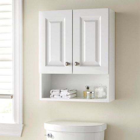 Small Bathroom Wall Mounted Storage, White Over Toilet Cabinet, Toilet Topper Cabinet, Toilet Cabinets Bathroom, Wall Mounted Cabinet Bathroom, Bathroom Over Toilet Cabinet, Wall Cabinet For Bathroom, Medicine Cabinet Above Toilet, Bath Wall Cabinet