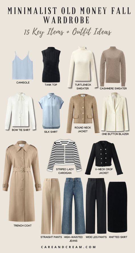 Looking to nail the old money fall aesthetic? Check out our guide with 15 key items for the perfect old money fall capsule wardrobe. Discover fall wardrobe essentials and chic outfit ideas fall for a quiet luxury look. Create timeless old money fall outfits effortlessly this season! Old Money Classic Style, Office Outfits Autumn, Old Money 70s Outfits, 90s Capsule Wardrobe, Old Money Guide, Old Money Clothing Style, Quiet Luxury Wardrobe, Old Money Outfit Inspo Women, How To Dress Old Money Aesthetic