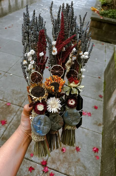 BURNABLE BOUQUETS – Ronniefloweer LLC Boho Witch Wedding, Wiccan Wedding Decor, Lantern Bridal Bouquet, Witchy Wedding Inspiration, Witchy Wedding Shower Ideas, Garden Witch Wedding, Rustic Alternative Wedding, Witchy Boho Wedding, Boho Witchy Wedding Ideas