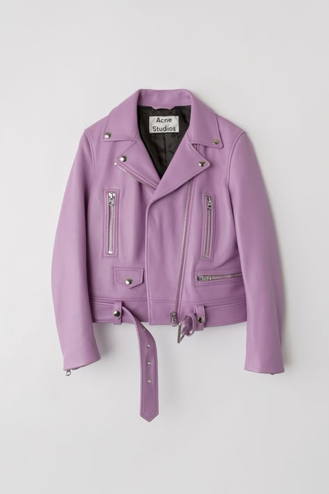 Purple Biker Jacket, Purple Leather Jacket Aesthetic, Jatp Outfits, Purple Motorcycle, Leather Jacket Street Style, Red Jacket Leather, Purple Leather Jacket, Tan Leather Jackets, Stylish Hoodies