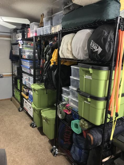 [Ongoing] Show & Tell: Gear Closet | Drop Gear Room Organization, Outdoor Gear Storage, Camping Gear Organization, Gear Organization, Gear Closet, Camping Gear Storage, Adventure Room, 1000 Lifehacks, Gear Wall