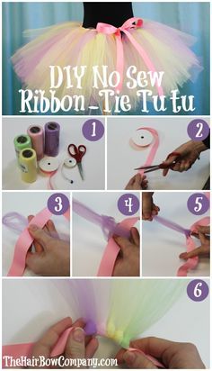 DIY No Sew Pastel Ribbon Tie Tutu.  (Website sells tulle and ribbon at a great price too!) Tutu Diy, Make A Tutu, Diy Tutus, Tutu Tutorial, No Sew Tutu, Diy Tutu, Diy Baby Clothes, Diy Bebe, Baby Tutu