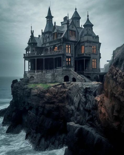 Victorian Gothic Mansion Exterior, Old Victorian Mansions Gothic, Fantasy House Aesthetic, Gothic Manor Exterior, Haunted Mansion Exterior, Parsons Manor, Witchy Homes, Elven House, Imaginary Architecture