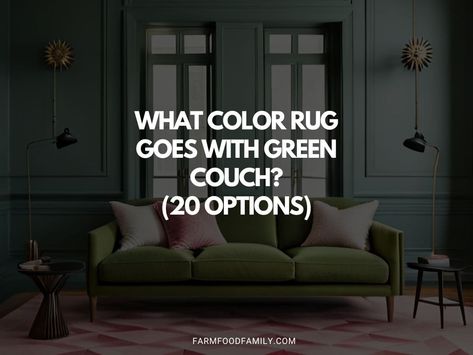 Green is such a versatile color. It can be used in so many different ways, and it looks great with so many different things. In this blog post, we will be discussing what color rug goes best with a green couch. There are several factors that you will need to take into account when making your decision, including the style of your home and the other colors that are present in the room. Carpets For Green Sofa, Rug For Green Couch Living Rooms, Rugs With Green Sofa, Rug To Go With Green Couch, Living Room Rug Green Couch, Rugs That Go With Green Couch, Dark Green Sofa Decor, Green Sofa Rug, Rug For Green Couch