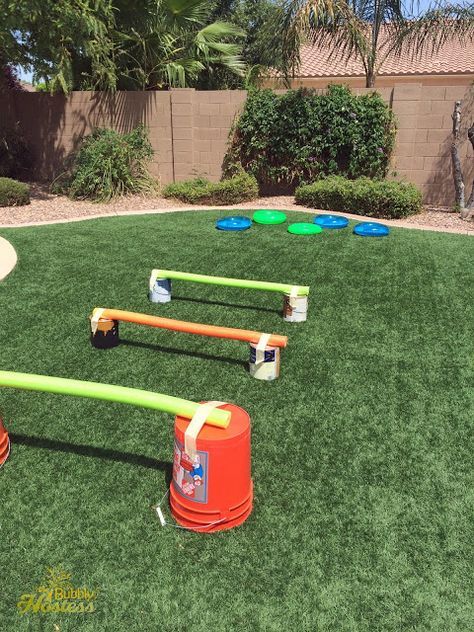 Backyard Obstacle Course, Kids Obstacle Course, Nerf Birthday Party, Outside Games, Kid Games, Nerf Party, Yard Games, Backyard Games, Obstacle Course