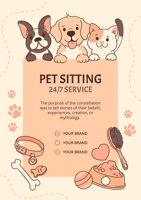 Petsitting Business Cards, Dog Sitting Flyer Ideas, Dog Walking And Pet Sitting Flyer, Dog Sitting Poster Ideas, Pet Sitting Poster Ideas, Dog Walking Flyer Templates, Pets Poster Design, Pet Shop Poster Design, Pet Grooming Poster