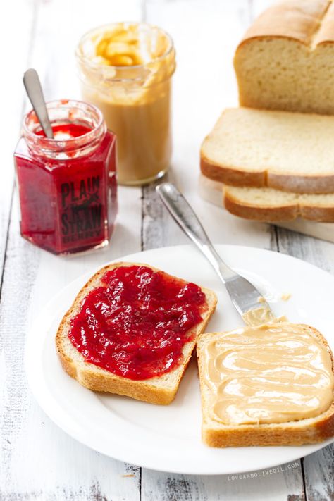 Ultimate From-Scratch Peanut Butter & Jelly Sandwiches - A classic favorite, made entirely from scratch with homemade bread, jam, and peanut butter. Homemade Crunchwrap, Peanut Butter Jelly Sandwich, Homemade Crunchwrap Supreme, Homemade Strawberry Jam, Peanut Butter Jelly, Peanut Butter And Jelly, Sandwich Recipe, Wrap Sandwiches, Sandwiches Wraps