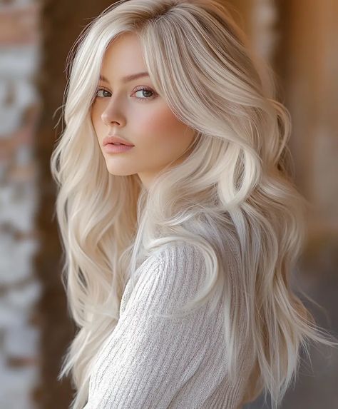 51 Platinum Blonde Hair Color Ideas for a Fresh New Look - Page 12 of 17 - The Fusion Feed Fall Winter Balayage, Winter Balayage, Platinum Blonde Hair Color Ideas, Blonde Long Hair, Hair Color Ideas For Fall, Blonde Shades, Platinum Blonde Hair Color, White Blonde Hair, Blonde Hair Color Ideas