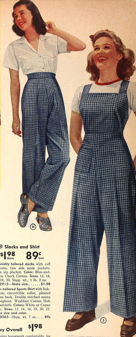 Modern 40s Fashion, 1940s Pants, 1940s Clothing, 40s Mode, 1940s Fashion Women, Overalls Jeans, 1940s Women, 1940s Woman, 1940s Outfits