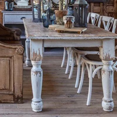 Rustic Farmhouse Dining Room Table, Modern Rustic Farmhouse Dining Room, Homemade Farmhouse Table, Bleached Wood Table, Distressed Kitchen Table, Painted Dining Table And Chairs, Narrow Farmhouse Table, Harvest Table Dining Room, White Washed Table