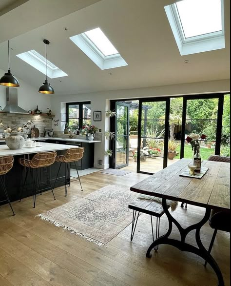 Dulux Brilliant White, Kitchen Extension Open Plan, Designs For Small Kitchens, Conservatory Kitchen, Kitchen Sink Ideas, House Transformation, House Extension Plans, Kitchen Diner Extension, Open Plan Kitchen Dining Living