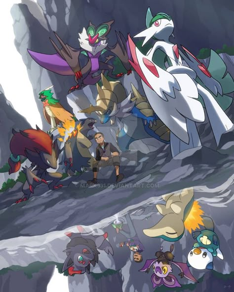 Pokemon Battle Art, Pokemon Team Art, Pokemon And Trainer, My Pokemon Team, Alola Pokemon, Pokémon Teams, Pokemon Arceus, Zoroark Pokemon, Pokémon Team