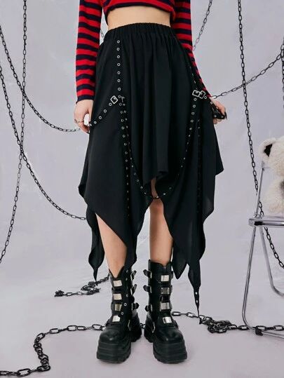 Search punk ripped | SHEIN USA Goblin Mode, New Grunge, Eyelet Skirt, Gothic Dress, Grunge Punk, Asymmetrical Hem, Asymmetric Hem, Dark Aesthetic, High Low Dress