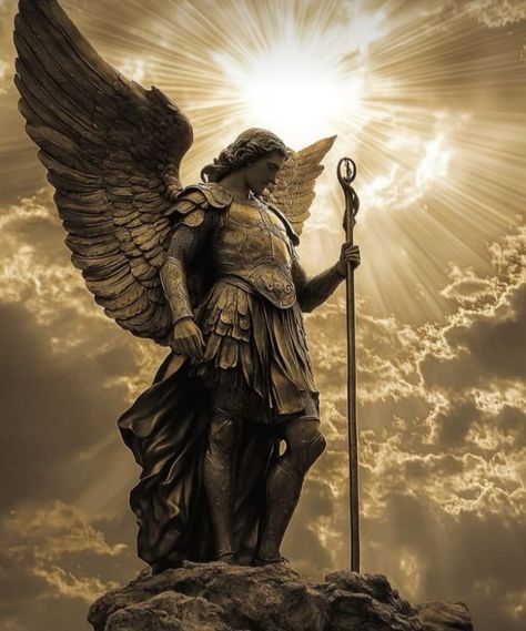 Saint Michael Wallpaper, Archangel Michael Art, Arch Angel Michael, Saint Michael Statue, Saint Michael Angel, Angel Sculpture Art, Archangel Michael Tattoo, Archangel Tattoo, Saint Gabriel