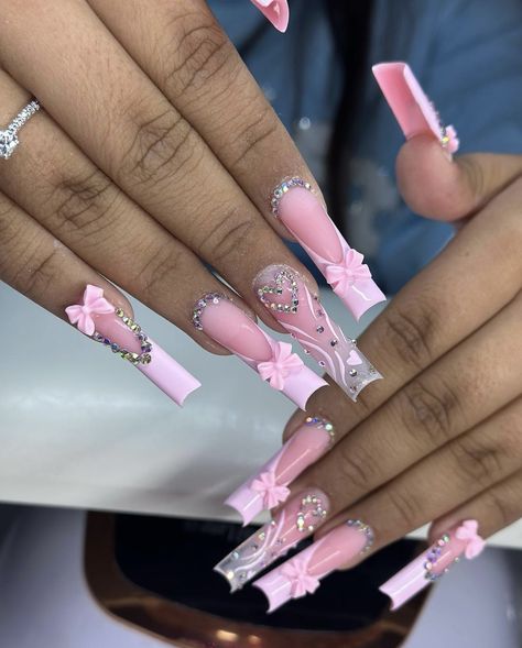 Pink Nails Coquette, Coquette Vacation, White Tip Acrylic Nails, Acuity Booking Site, Beige Nails Design, Nails Coquette, Nails Vacation, Coquette Nails, Vday Nails