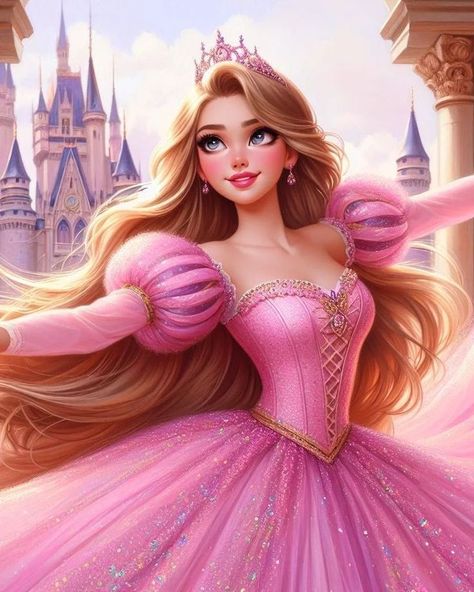 Cartoon Disney Princesses, Disney Princess Art Cute, Princess Artwork, Rapunzel Cosplay, Walt Disney Princesses, Barbie Aesthetic, Live Screen, Walt Disney Characters, Disney Princess Aurora