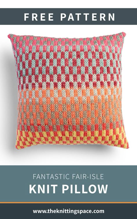 Knitted Pillow Covers Free Pattern, Knitted Pillow Covers, Bernat Pop, Knit Pillow Cover, Quick Knitting Projects, Knitted Cushion Covers, Motif Fair Isle, Country Pillows, Easy Knitting Patterns Free