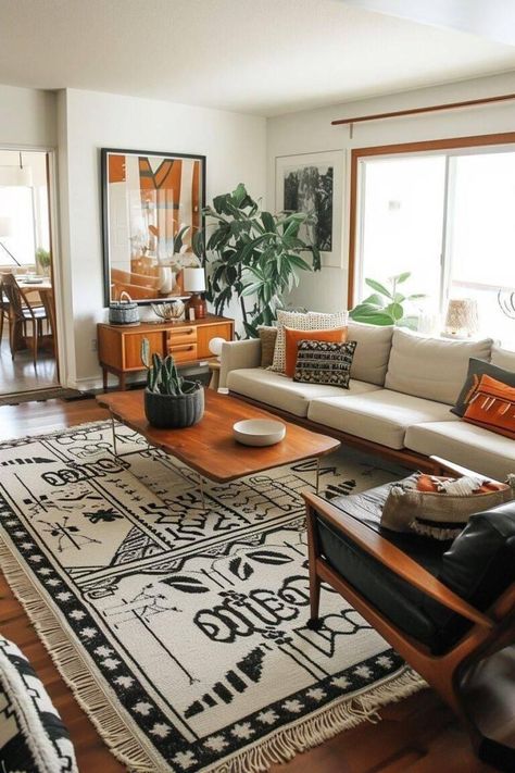 70s Living Room, 70s Interior, Retro Living Rooms, Mid Century Modern Living Room, 아파트 인테리어, Apartment Decor Inspiration, Decor Home Living Room, Apartment Inspiration, Living Room Decor Apartment