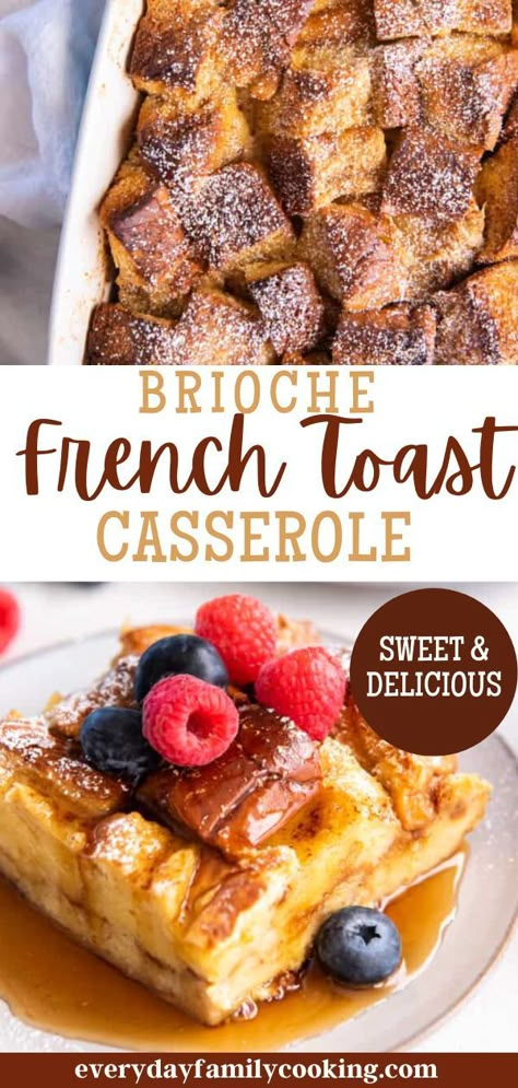 Brioche Baked French Toast Casserole, French Toast On Brioche Bread, Easter French Toast Bake, Broche Bread French Toast, Christmas Breakfast French Toast Bake, French Toast Bites Casserole, French Toast Loaf Bake, Recipes That Use Brioche Bread, Aldi Brioche French Toast