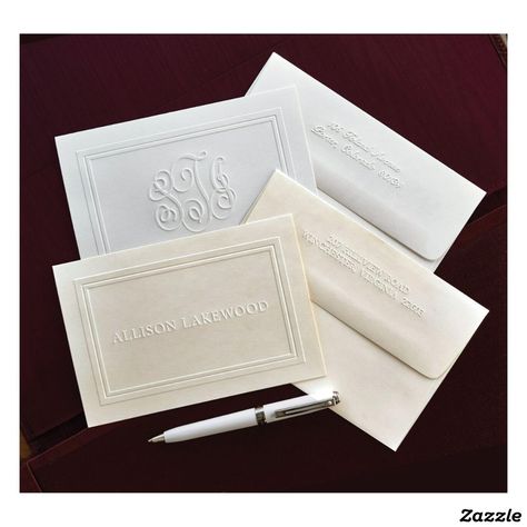 The Ultimate Embossed Double Border Notes Correspondence Cards, Monogrammed Stationery, Personalized Stationary, How To Fold Notes, Thank You Note Cards, Envelope Liners, Personalized Stationery, Name Cards, Stationery Set