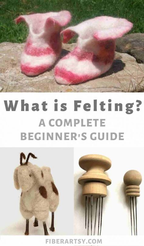 Learn everything you wanted to know about Needle Felting and Wet Felting with wool in this Complete Beginner’s Guide #woolfelting #needlefelting #wetfelting Felting For Beginners, Local Yarn Shop, Wool Felting, Needle Felting Tutorials, Burlap Crafts, Needle Felting Kits, Wet Felt, Wool Projects, Felted Slippers