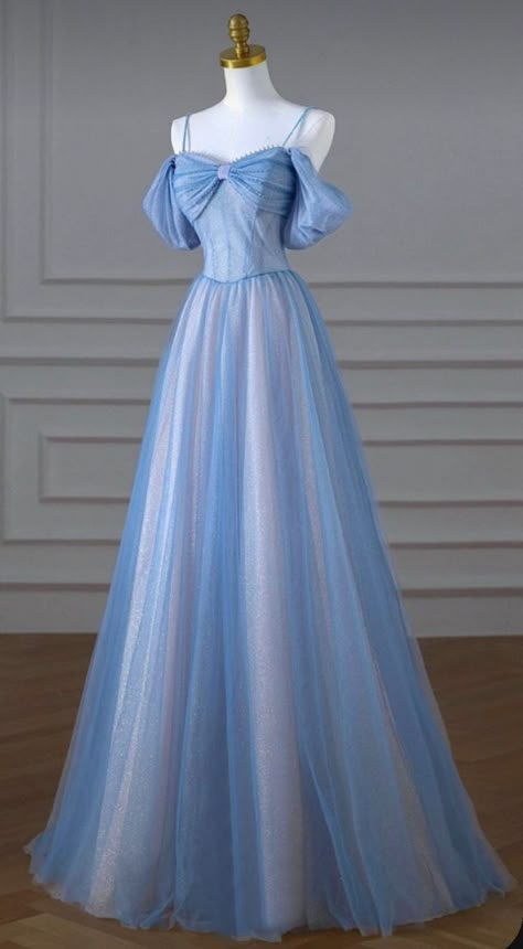 Sleeping Beauty Prom Dress, Blue Dress Aesthetic Royal, Blue Princess Dress Aesthetic, Blue Ball Gown Fairytale, Dreamy Dress Aesthetic, Princess Prom Dresses Fairytale, Blue Fairy Prom Dress, What To Wear To A Quinceanera As A Guest, Blue Dress Fancy