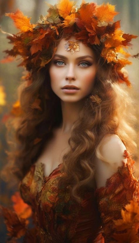 Autumn Goddess Costume, Fall Goddess, Autumn Fae, Autumn Elf, Autumn Goddess, Faerie Aesthetic, Goddess Halloween, Virgo Goddess, Fall Fairy