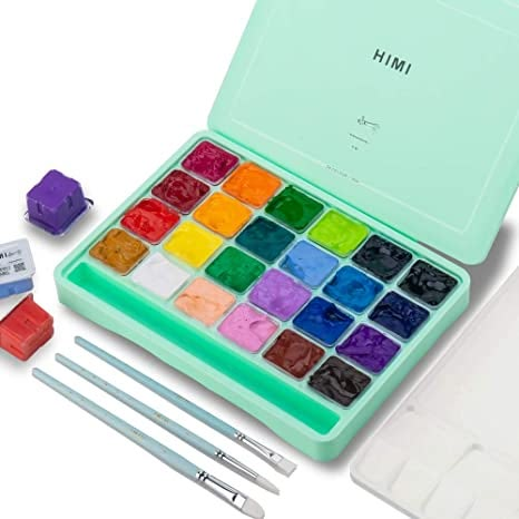 Himi Gouache, Gouache Paint Set, Jelly Cups, Gouache Color, Gouache Paint, Paint Storage, Green Cases, Paint Types, Non Toxic Paint