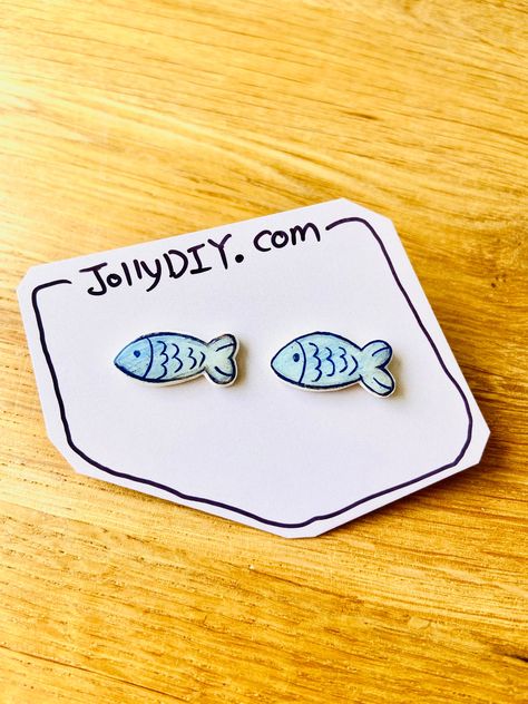 Unique Stud Earrings, Unique Studs, Fish Earrings, Stud Earrings Unique, Handmade Clay Jewelry, Cute Fish, Blue Fish, Animal Earrings, Earrings Unique