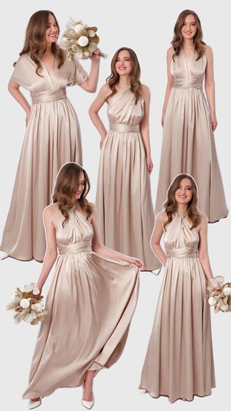 Bridesmaid dress, wedding guest dress, silk infinity dress, silk convertible dress, silk multiway dress, champagne beige silk dress, neutral wedding Silk Bridesmaids Dresses, Beige Bridesmaid Dresses, Bridesmaid Dresses Champagne, Beige Bridesmaid Dress, Silk Bridesmaid Dresses, Multiway Dress, Champagne Bridesmaid Dresses, Elegant Bridesmaid Dresses, Beige Silk