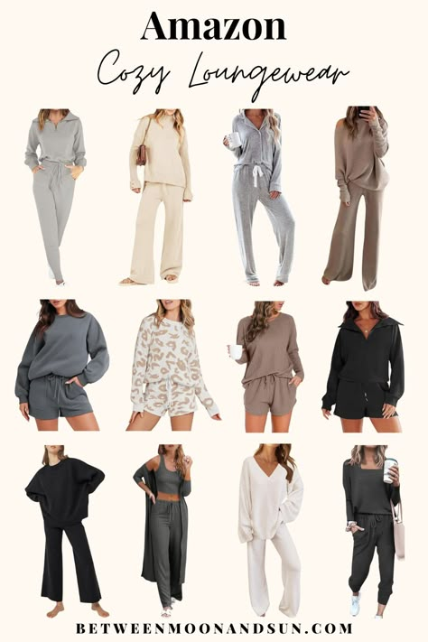 Discover 34 cute and cozy loungewear sets from Amazon. The perfect balance of comfy and stylish outfits for working from home, having a self-care weekend in ,or just for relaxing after a stressful day. Embrace the soft fabric and get cozy! #LoungeWear #CozyOutfits #LoungwearSets #LoungeOutfit Lounge Clothes Aesthetic, Cute Outfits For Home, Home Wear Aesthetic, Cozy Outfit Home, Home Clothes Aesthetic, Revenge Fits, At Home Outfits Cozy, Home Cozy Outfit, Homewear Aesthetic